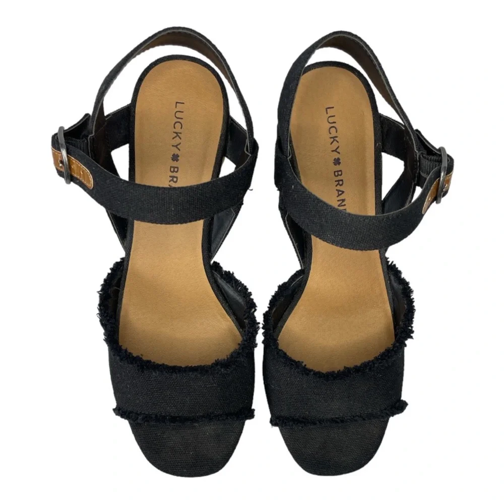 Lucky Brand Black Espadrille Wedge Sandal - Picture 2 of 5